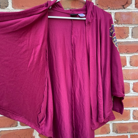 Harry Potter Cardigan Burgundy Red "Hogwarts" Hood Lightweight - Picture 8 of 10